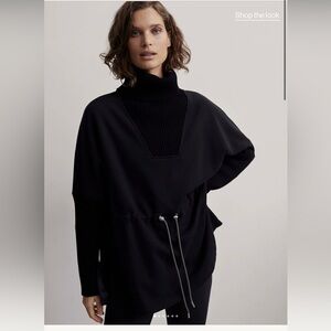 Varley Cavello Long Line Sweat- Black Cowl Neck Sweater NWOT